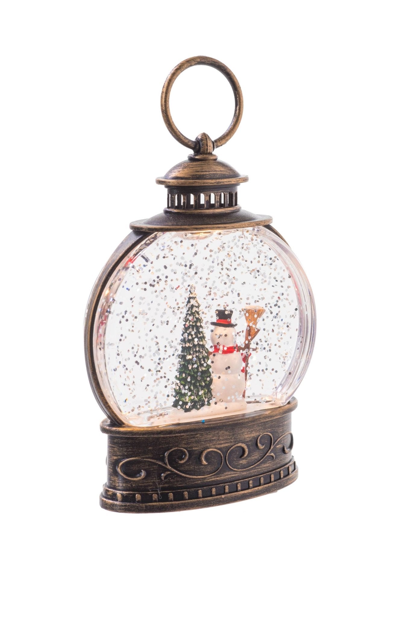 Rustic Brown Light - Up Square Lantern LED Mini Snow Globe wit - Foxy’s