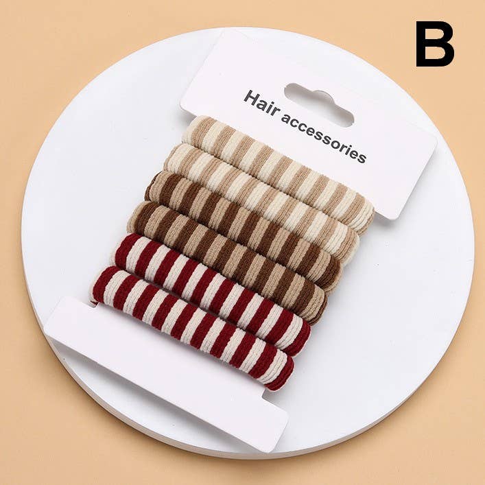 Striped Terry Hair Ties 6-Pc Set - Foxy’s