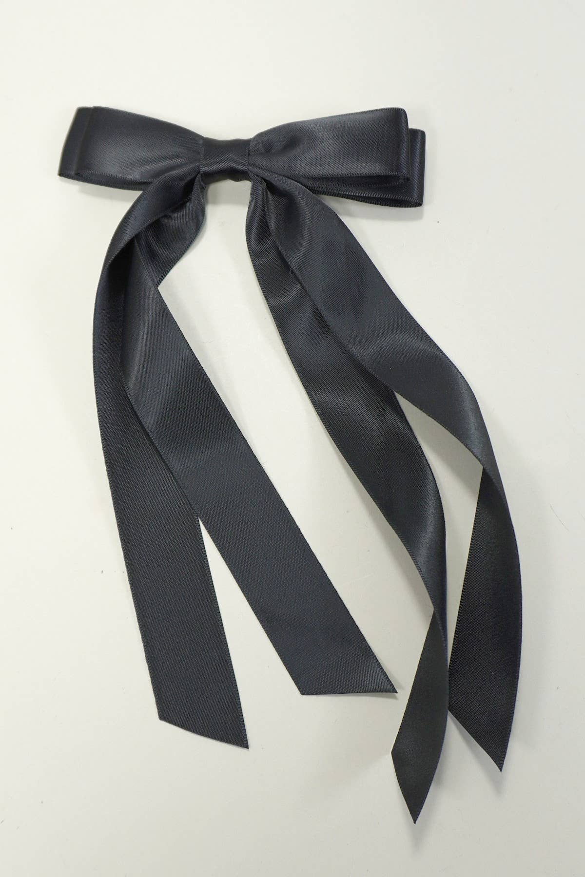 LONG DOUBLE BOW SATIN HAIR CLIP (black and off-white available)