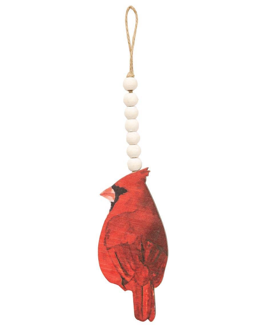 Wooden Beaded Cardinal Christmas Ornament, 2 Assorted - Foxy’s