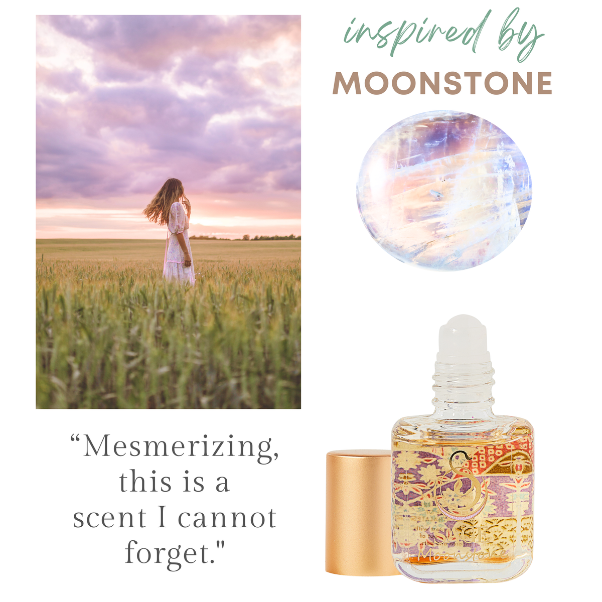 Moonstone Organic Perfume Roller - Mini Perfume Oil - Extract - 1/4 oz