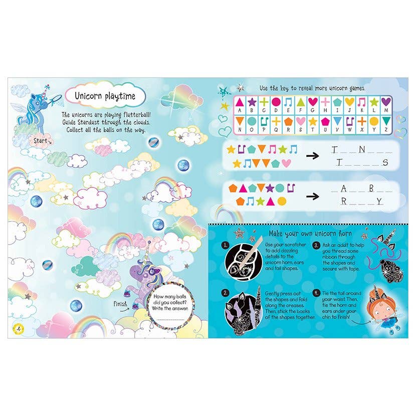 Scratch and Sparkle Unicorns Activity Book (8.5 x 11 in)
