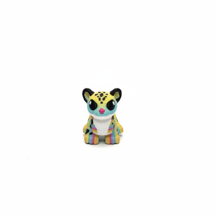 Snow Leopard (Rainbow) • Mini 3D Printed Articulated Animal • Mini Animal and Fidgets - Foxy’s