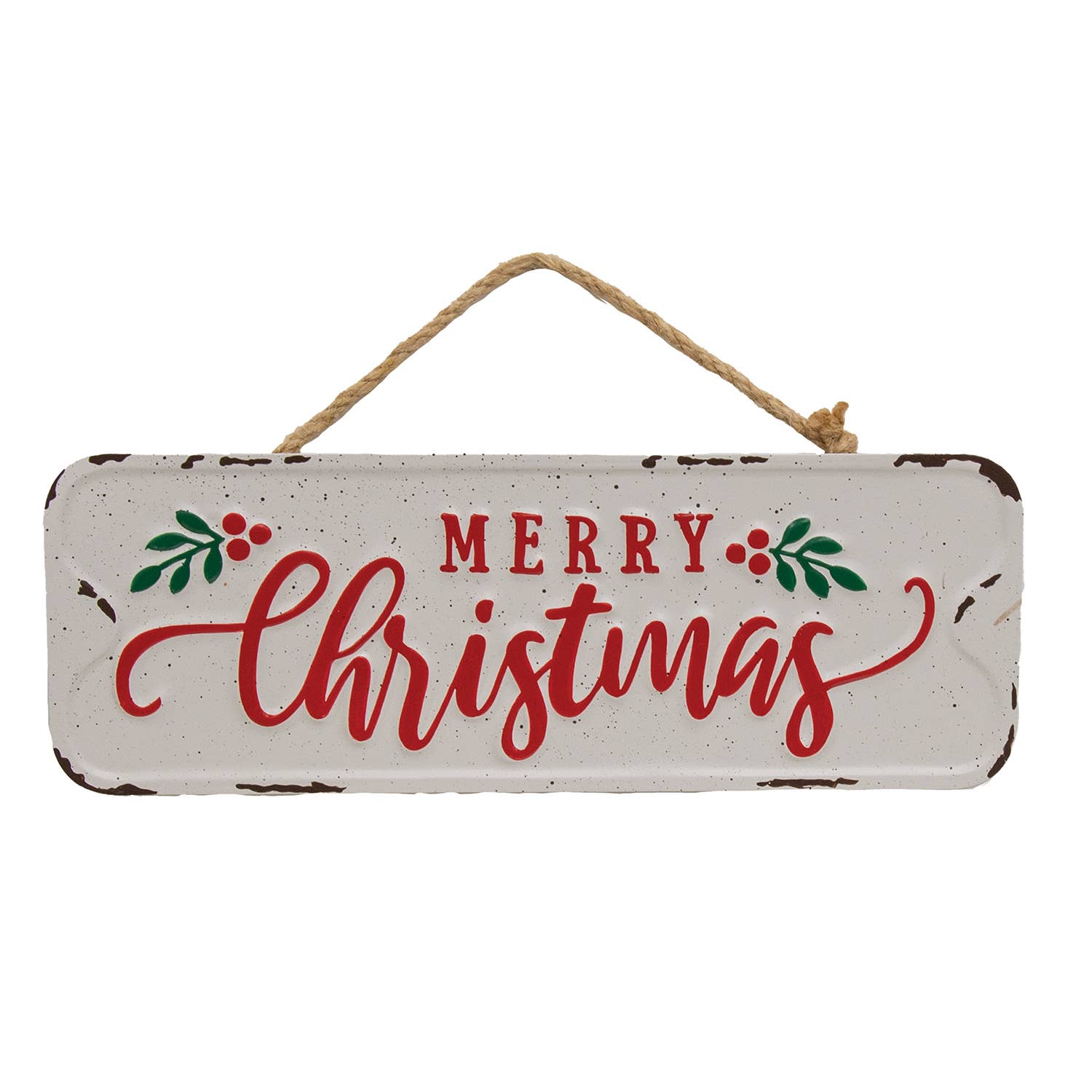 Distressed Metal "Merry Christmas" Street Sign Hanger - Foxy’s