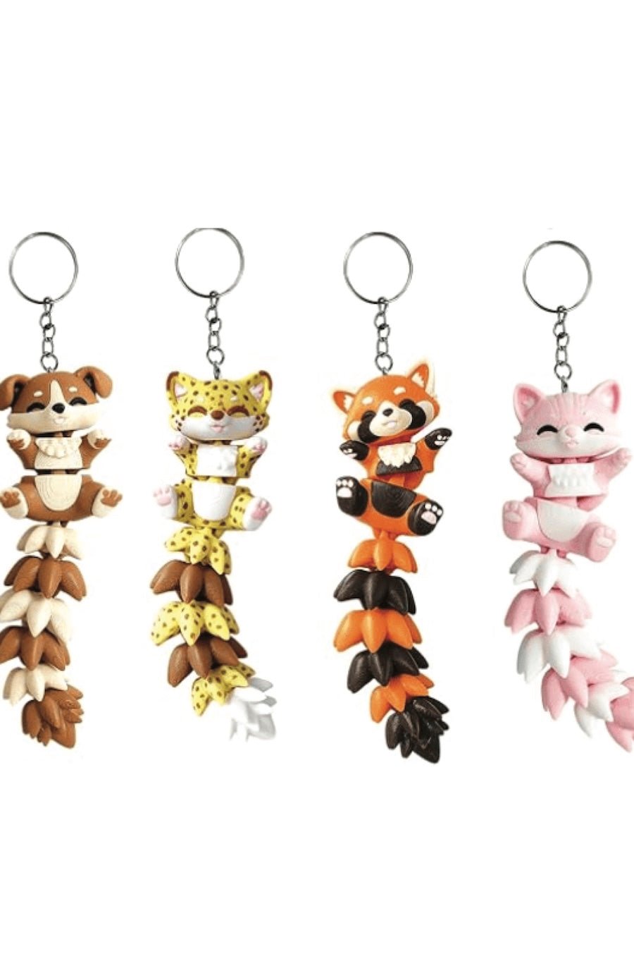 3D Printed Articulated Long Tail Animal Keychain - Foxy’s