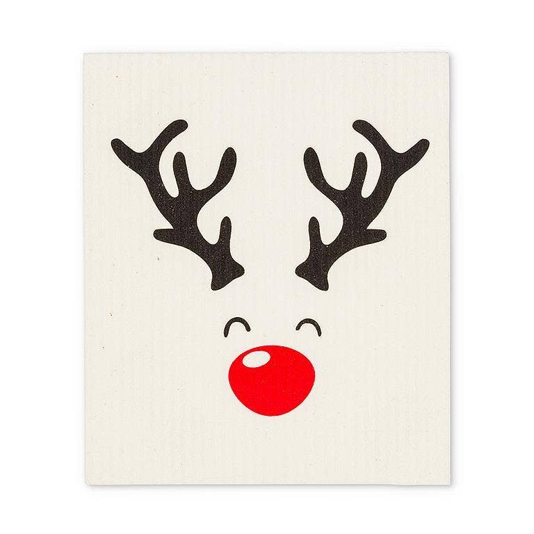 S/2 Rudolph & Names Dishcloths - 6.5x8"L - Foxy’s
