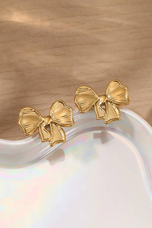 BOW EARRINGS- 18K STAINLESS STEEL