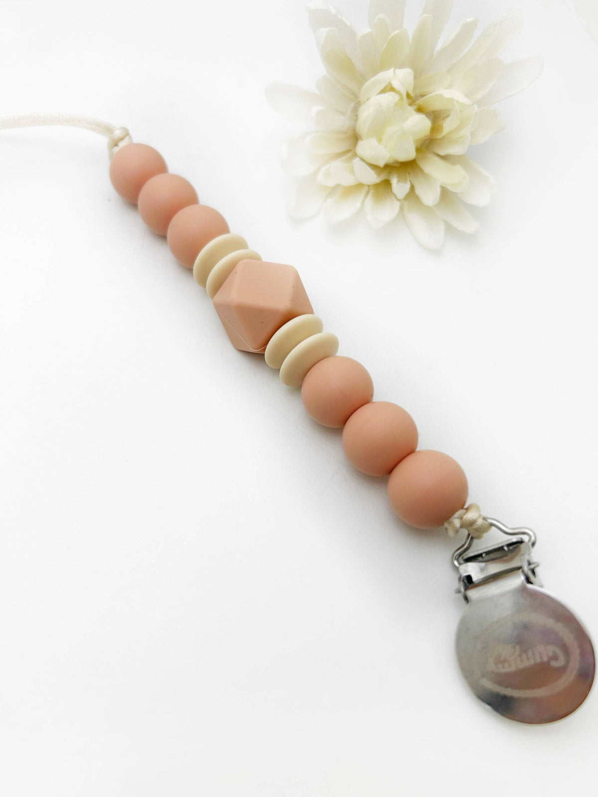 Peach Silicone Pacifier Clip for Stylish Baby Gift