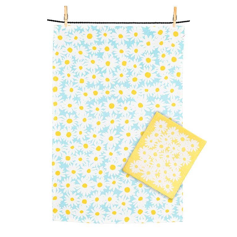 Daisies Dishcloth & Kitchen Towel Set - Foxy’s