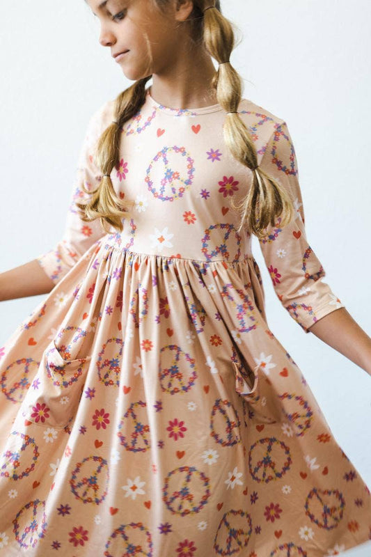 Toddler Flower Child Twirl Dress (Size 2T)