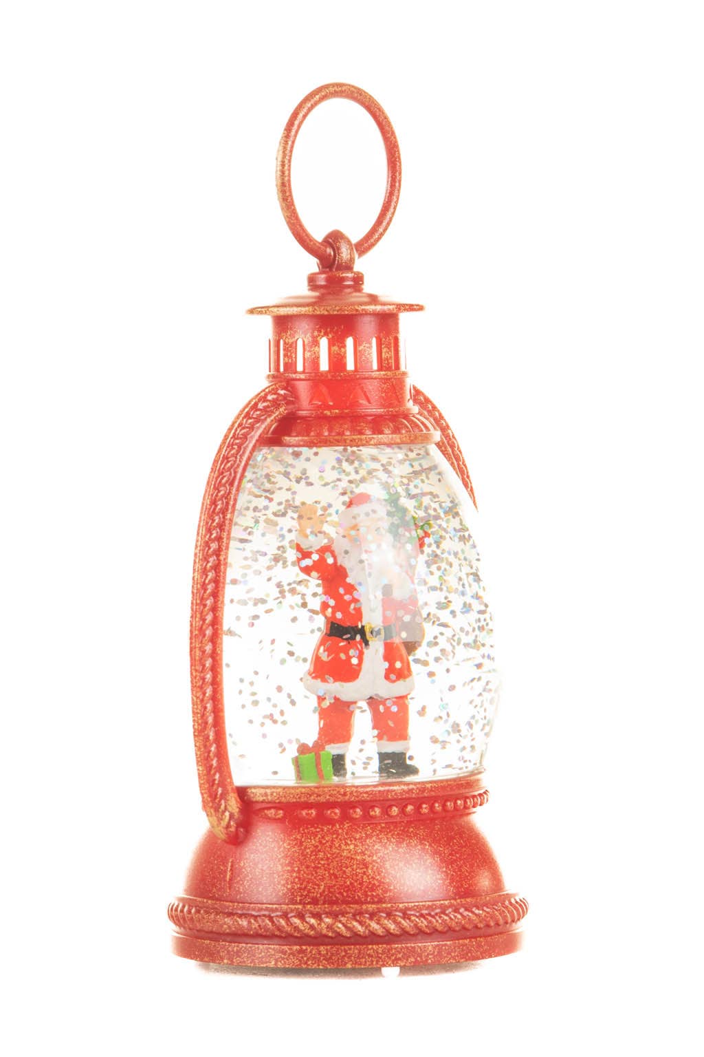Red LED Lantern Snow Globe with Santa - Foxy’s