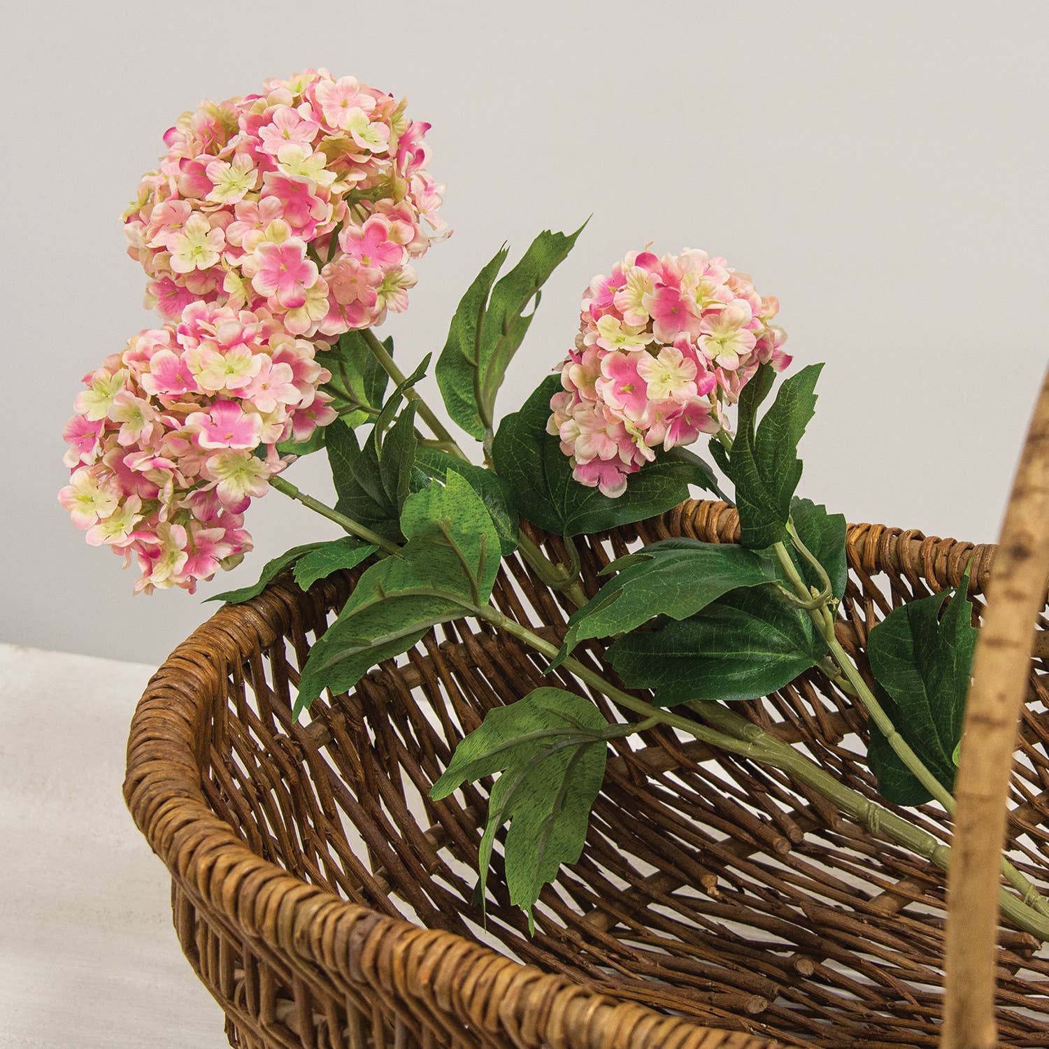 Faux Pink Snowball Hydrangea Spray - 32" - Foxy’s