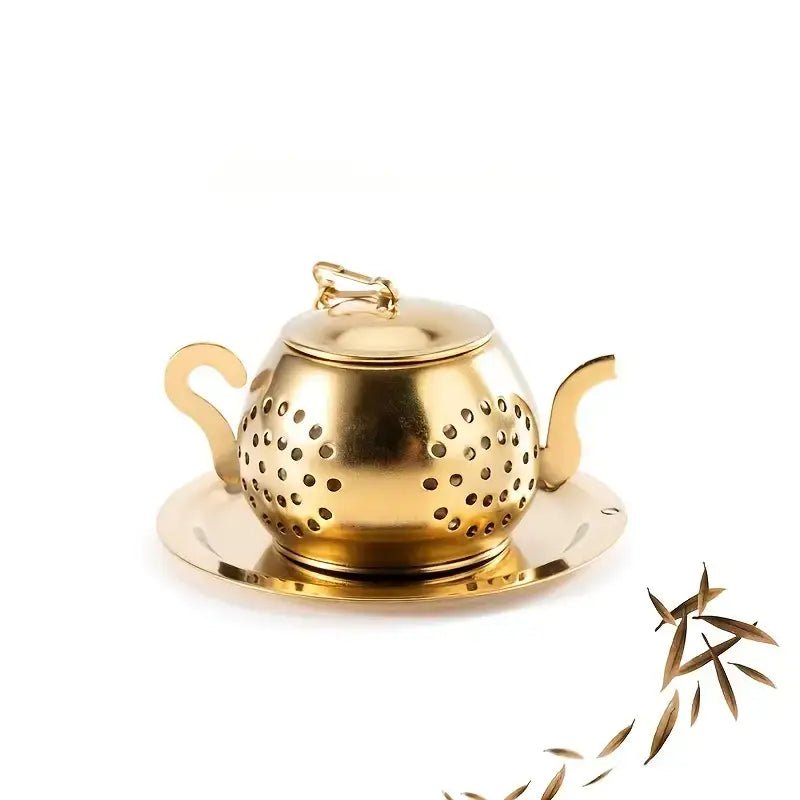 Golden Teapot Shaped Tea Infuser, Tea Drain, Tea strainer - Foxy’s