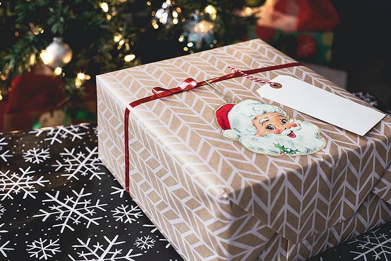 Retro Santa Head Ornament - 5"H - Foxy’s