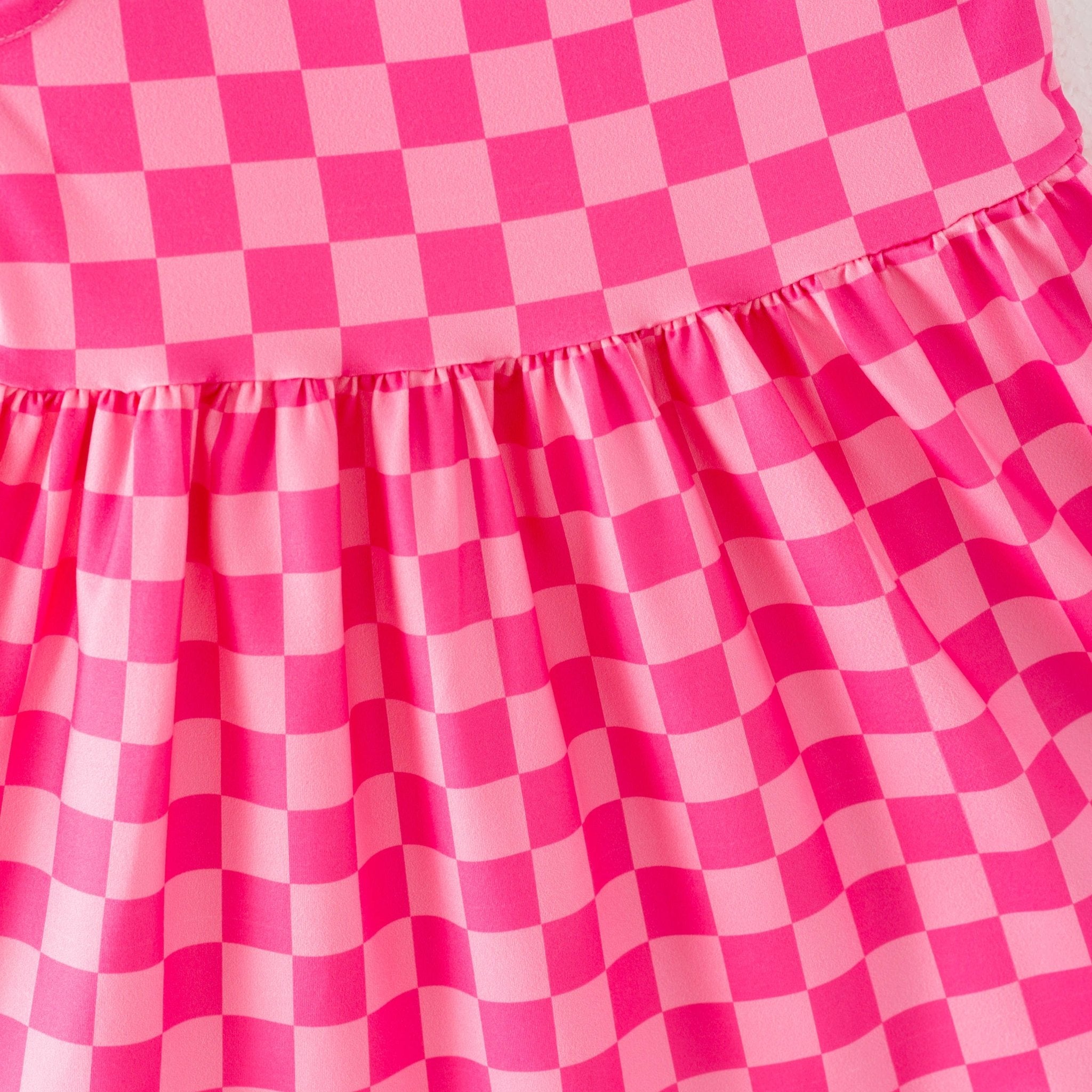 Girls Summer Hot Pink Plaid Slip Dress - Foxy’s