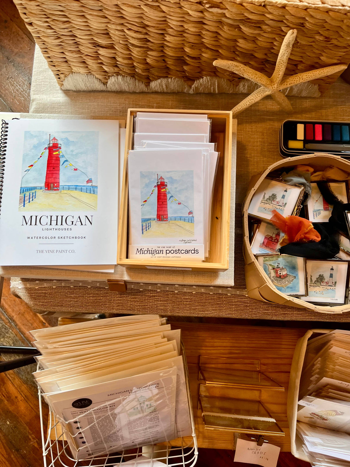 Michigan Lighthouse Watercolor Postcard pack