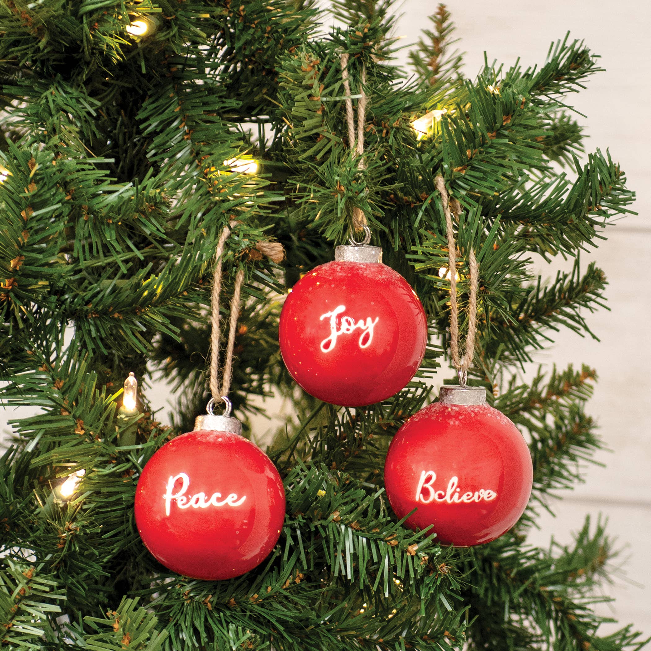 Red Ceramic Ornament Believe Christmas Ornament - Foxy’s