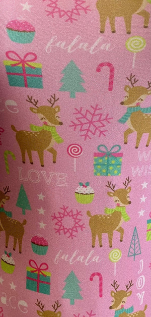 Pink reindeer fabric 