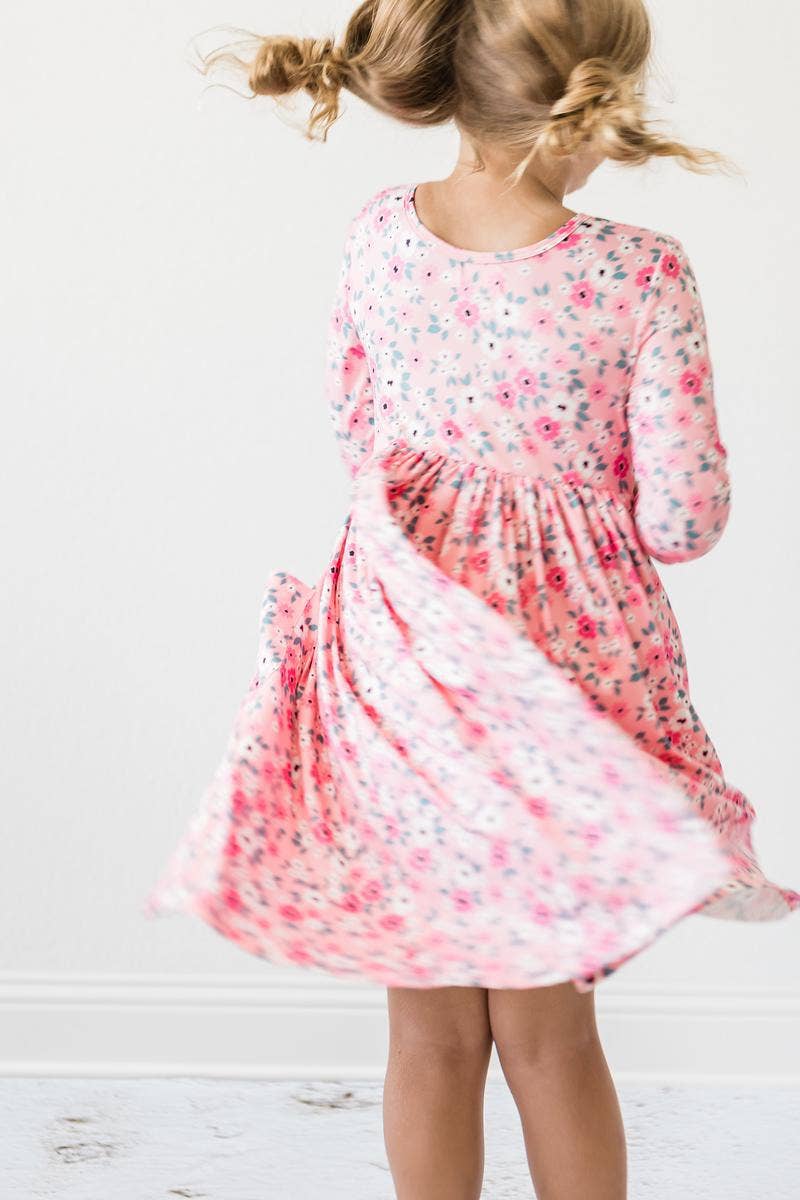 Girls Pink Pocket Twirl Dress (Size 4T)