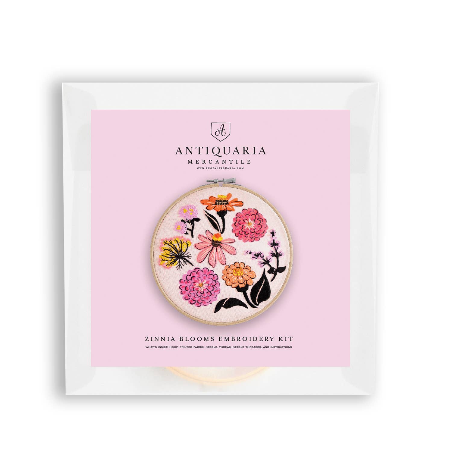 Zinnia Sampler Premium Embroidery Kit, 6 inch - Foxy’s