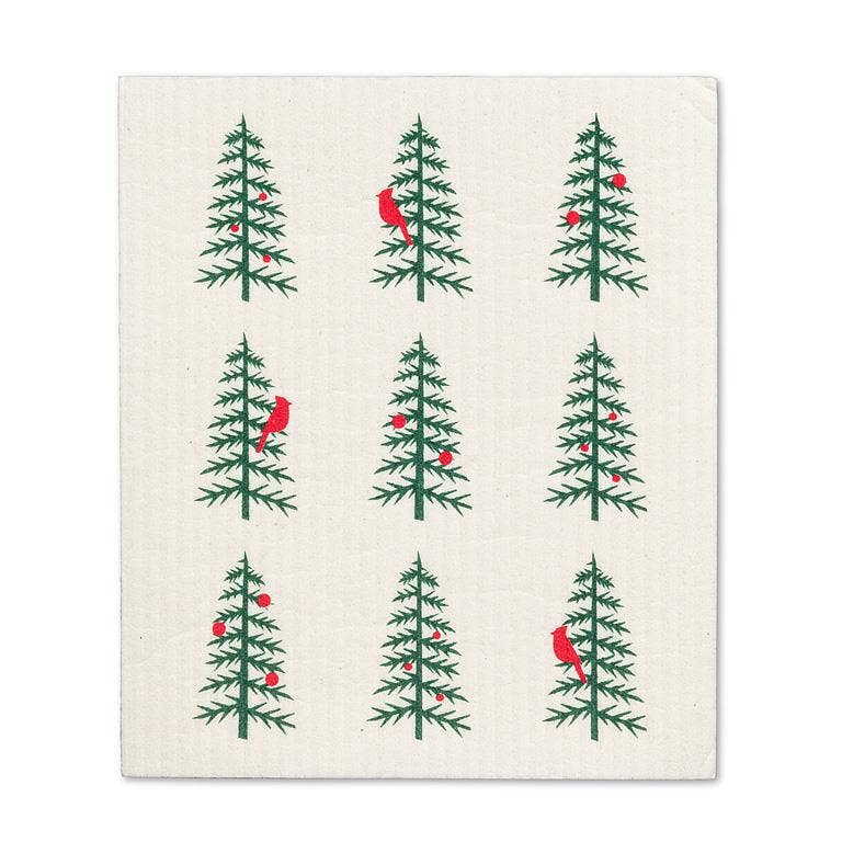 Set of 2 Cardinals in Tree Dishcloths - 6.5x8"L - Foxy’s