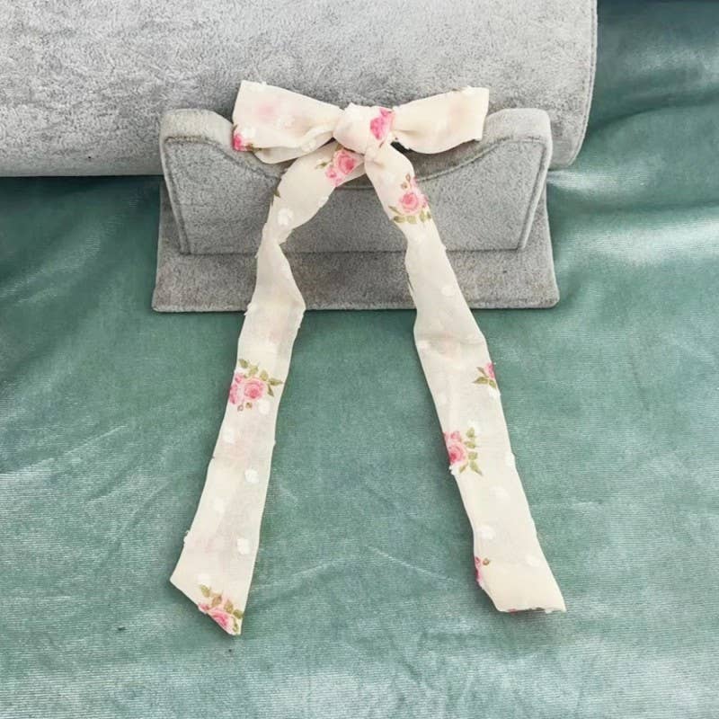 PRETTY FLORAL BOW RIBBON HAIR CLIPS - Foxy’s