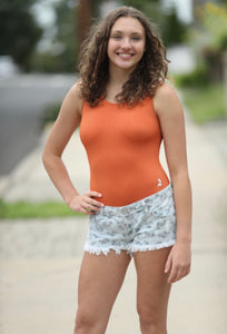 orange bodysuit