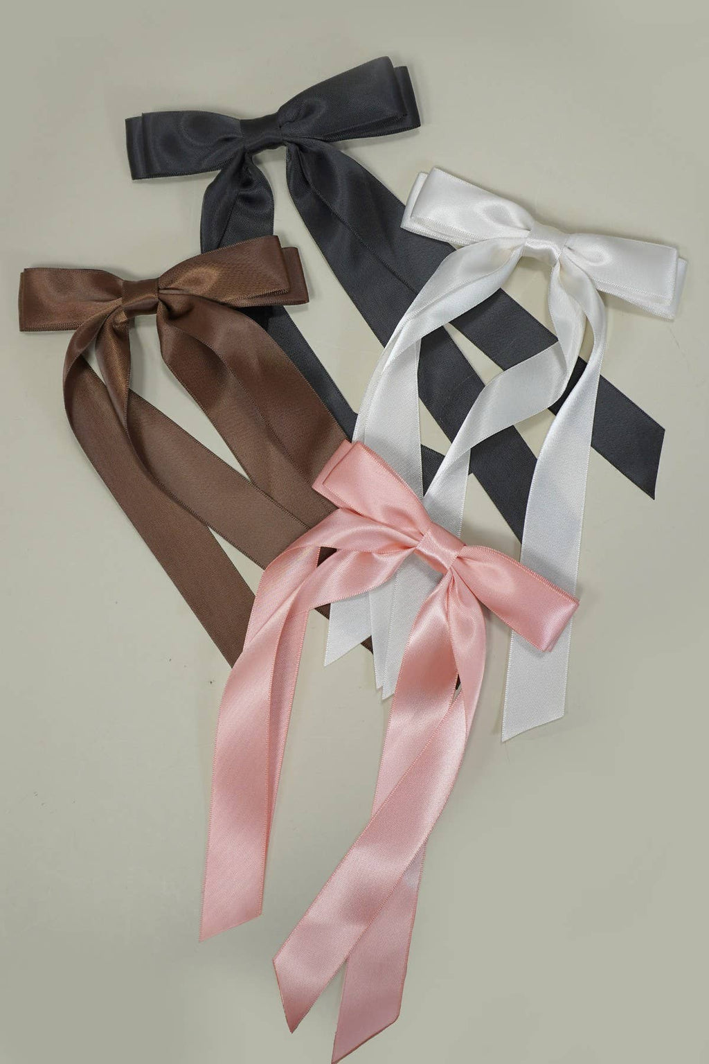 LONG DOUBLE BOW SATIN HAIR CLIP (black and off-white available)