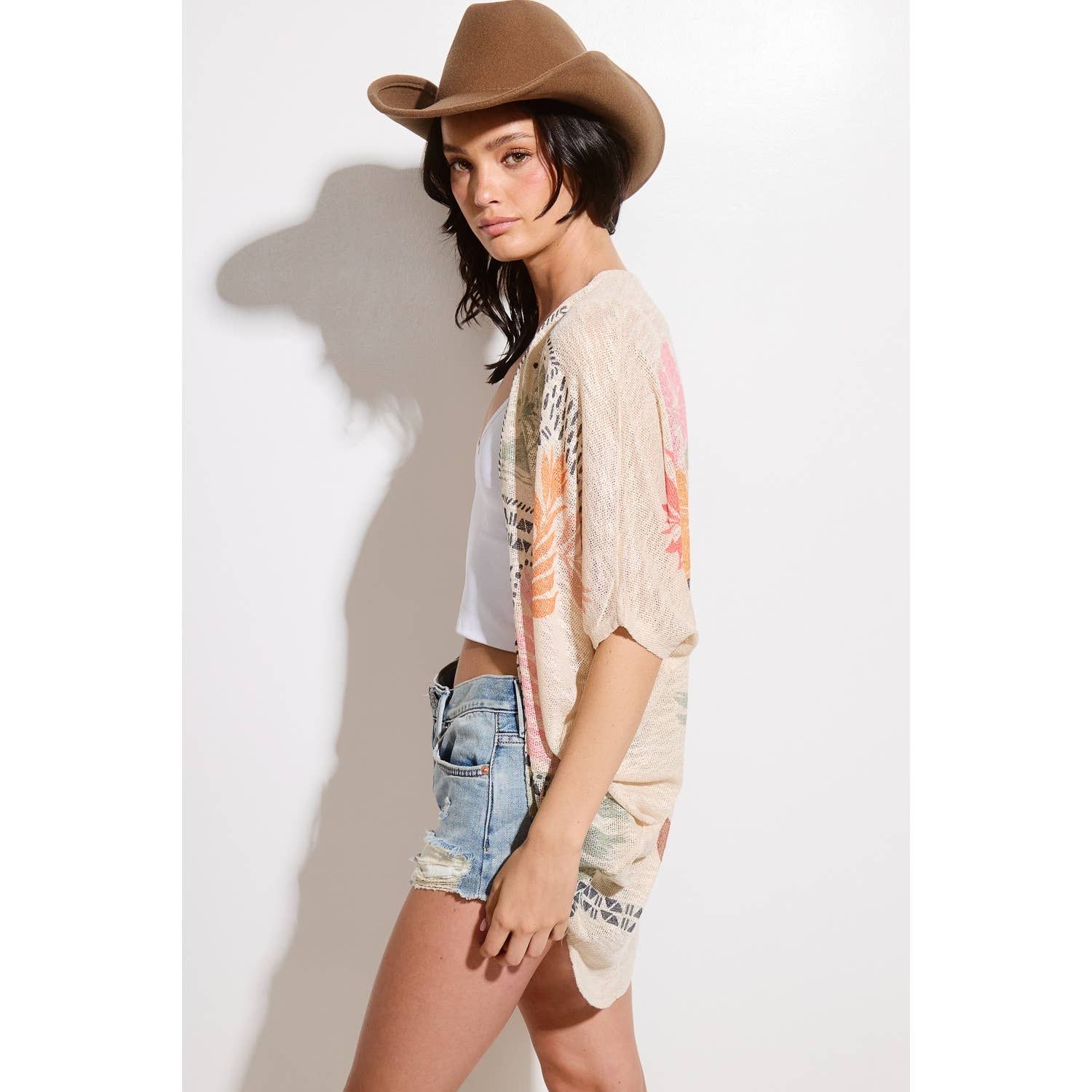 Tropical Print Kimono Loose Fit Cardigan - Foxy’s