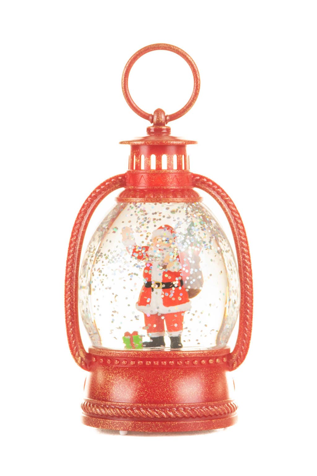 Red LED Lantern Snow Globe with Santa - Foxy’s