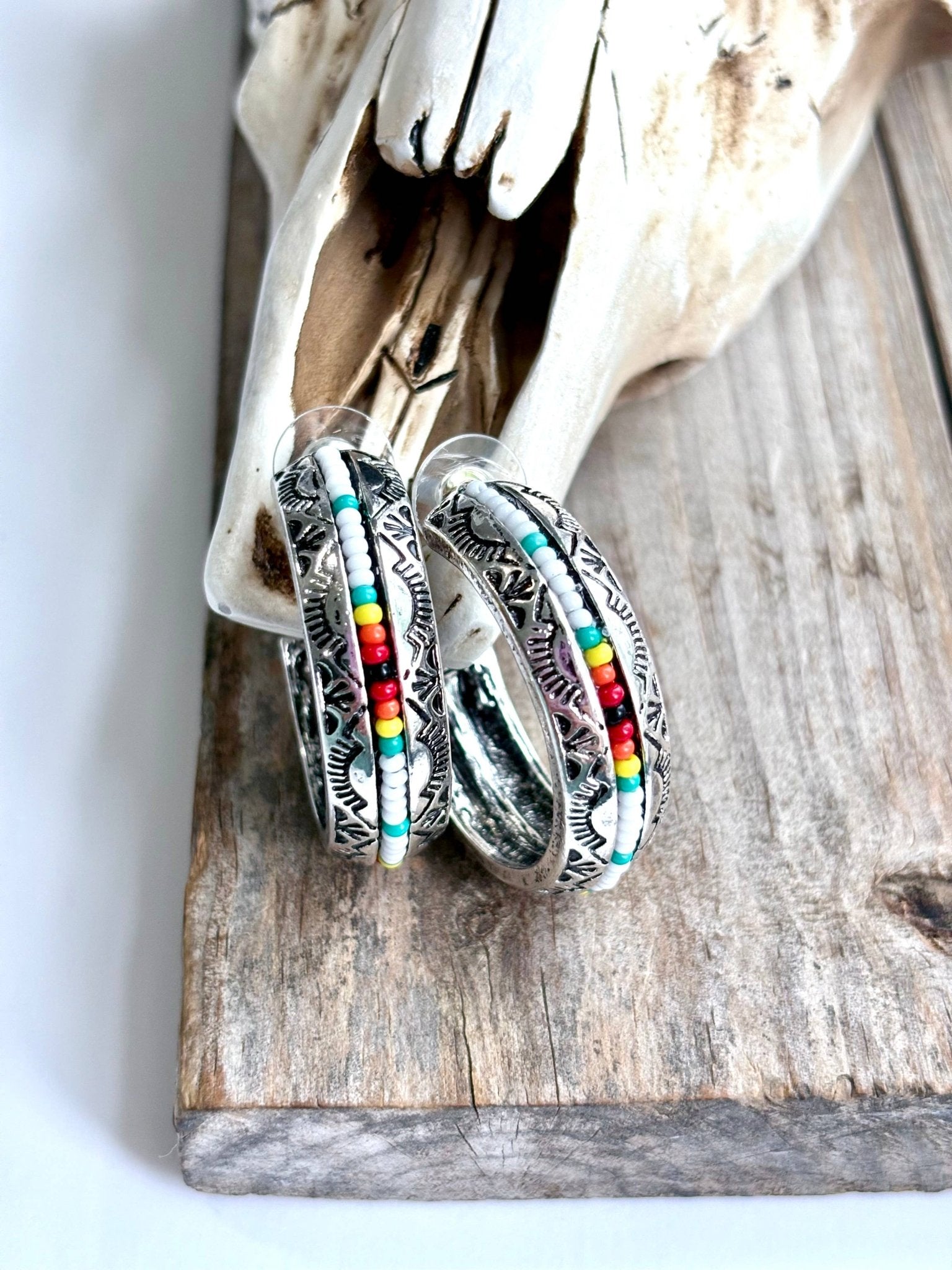 1.5" Seed Bead Open Hoop Earrings - Foxy’s
