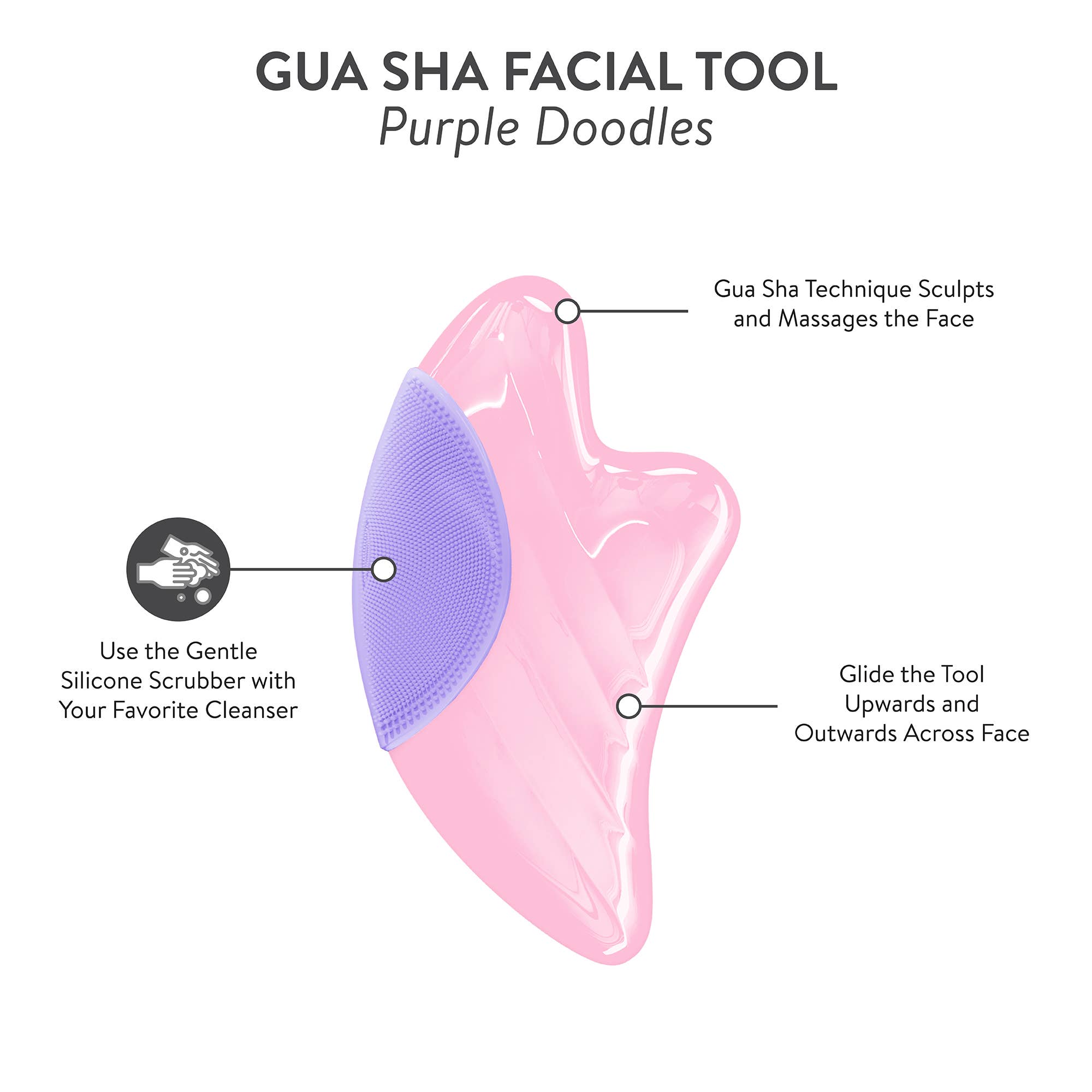 SCOOPS Beauty Gua Sha Facial Tool, Purple Doodles - Foxy’s