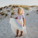 Girls Lavender Pastel Rainbow Dress (Size 7-8)