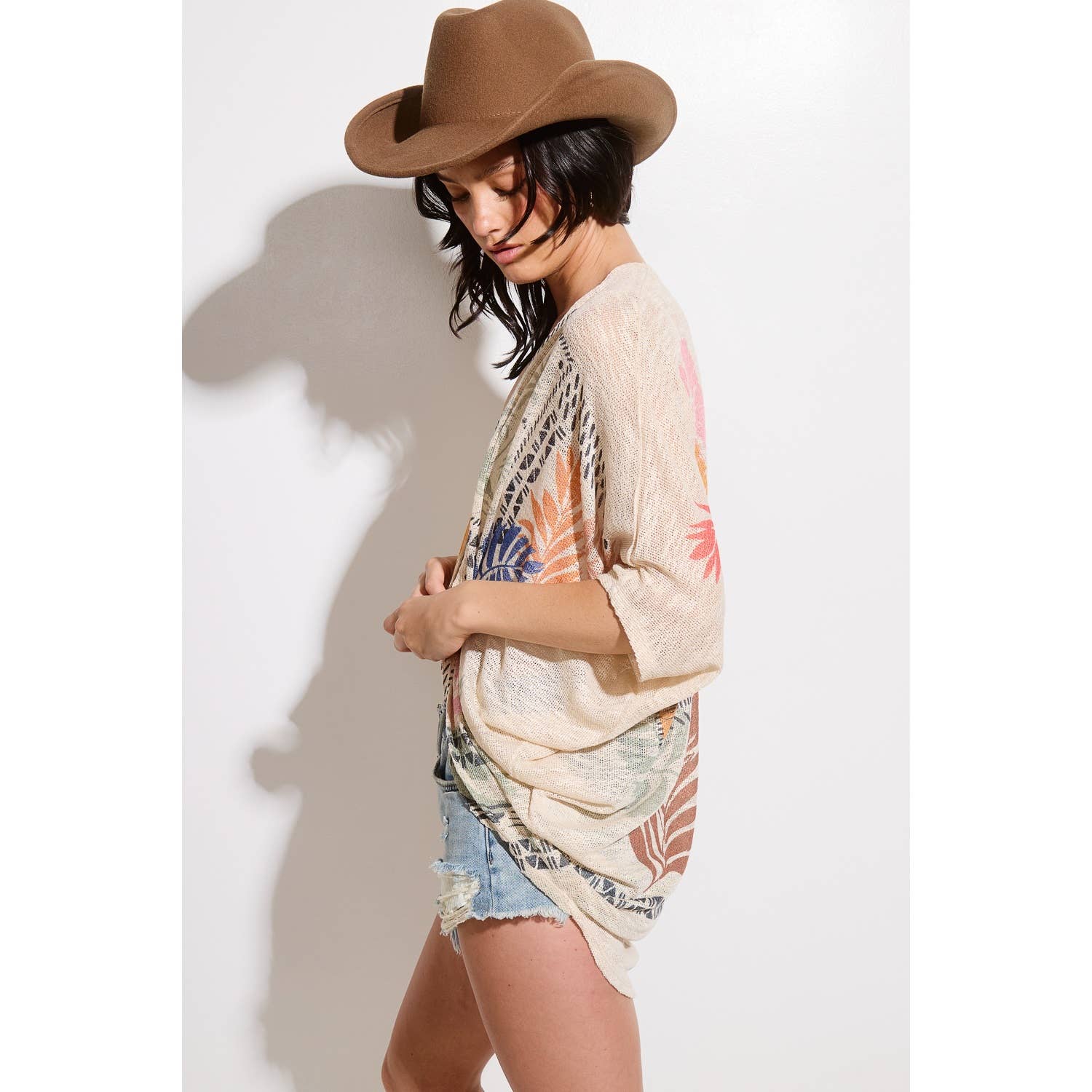 Tropical Print Kimono Loose Fit Cardigan - Foxy’s