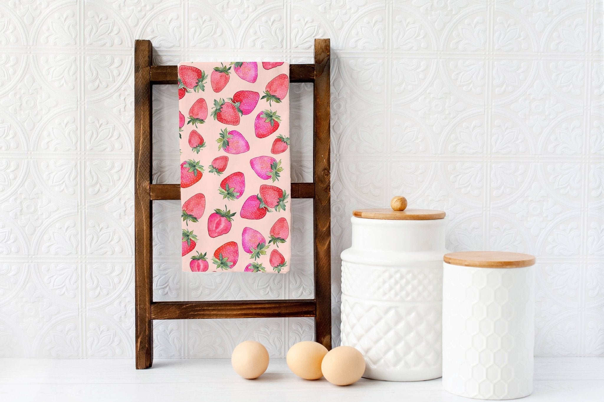 Strawberry Tea Towel - Summer Fruit Kitchen Decor - Foxy’s