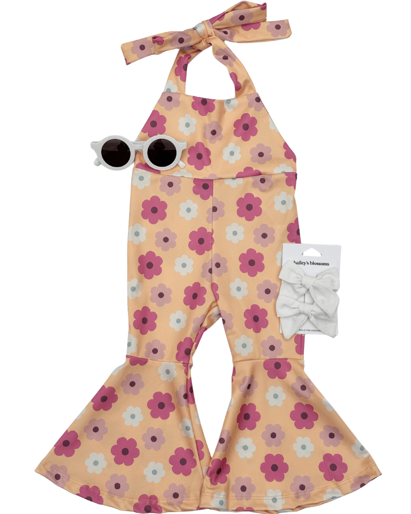 Andi Pleated Bell Bottom Jumpsuit - Daisy Chain - Foxy’s