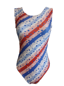 red white and blue leotard for gymnastics