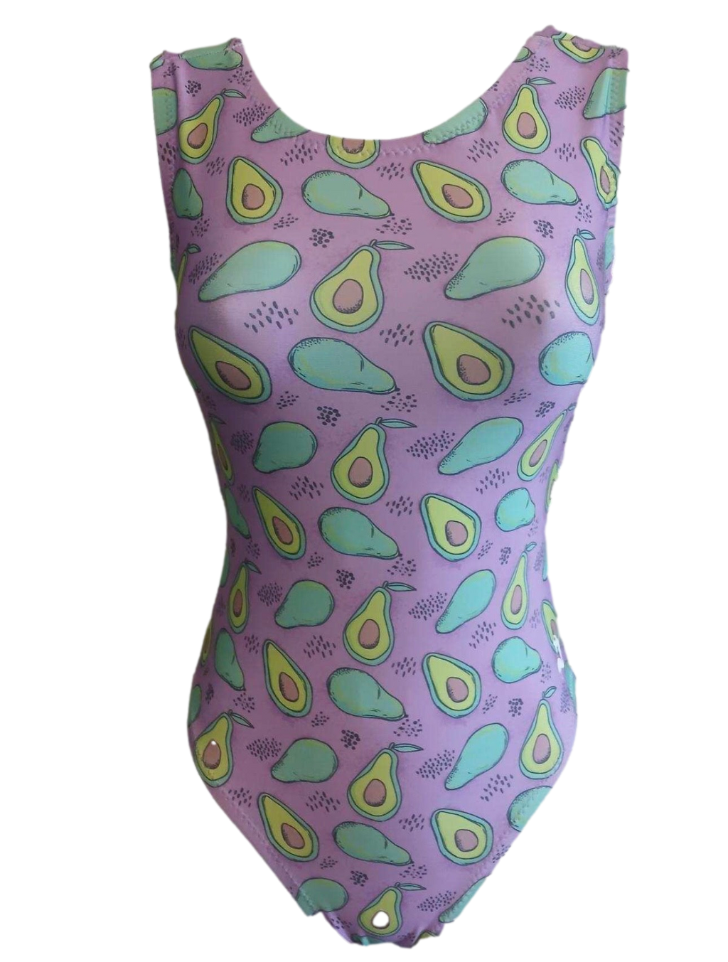 avocado leotard on a  purple background 