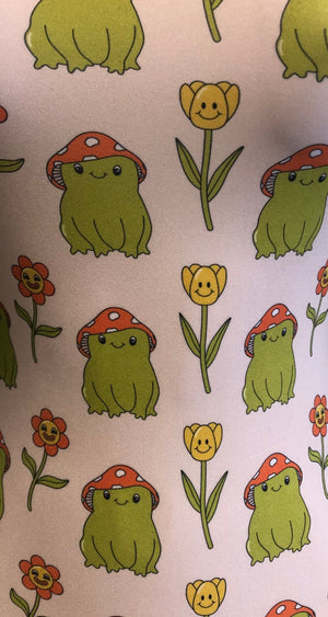 Toads and tulips fabric