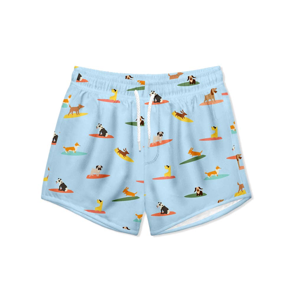 baby blue dogs on surfboard board shorts for boys