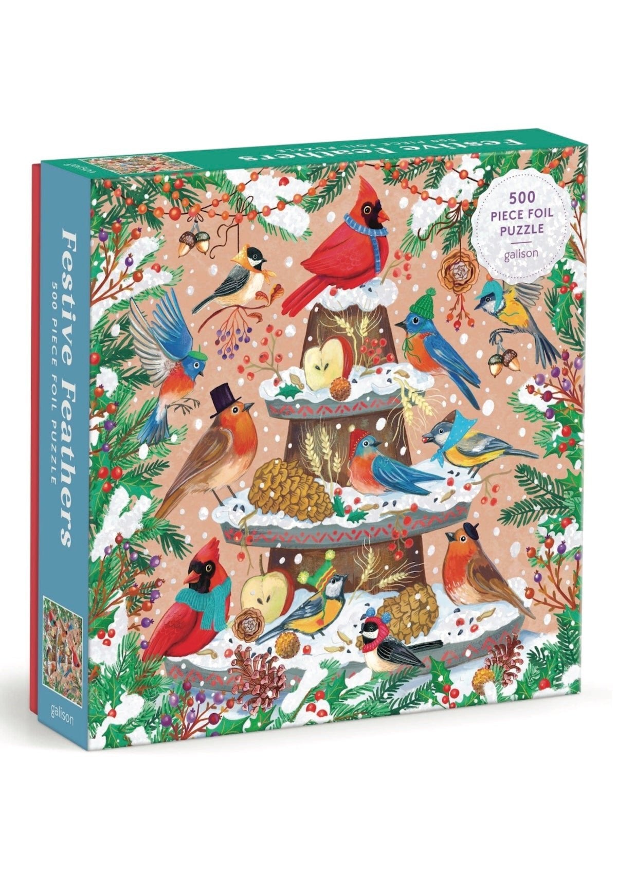 Festive Feathers 500 Piece Foil Puzzle - Foxy’s