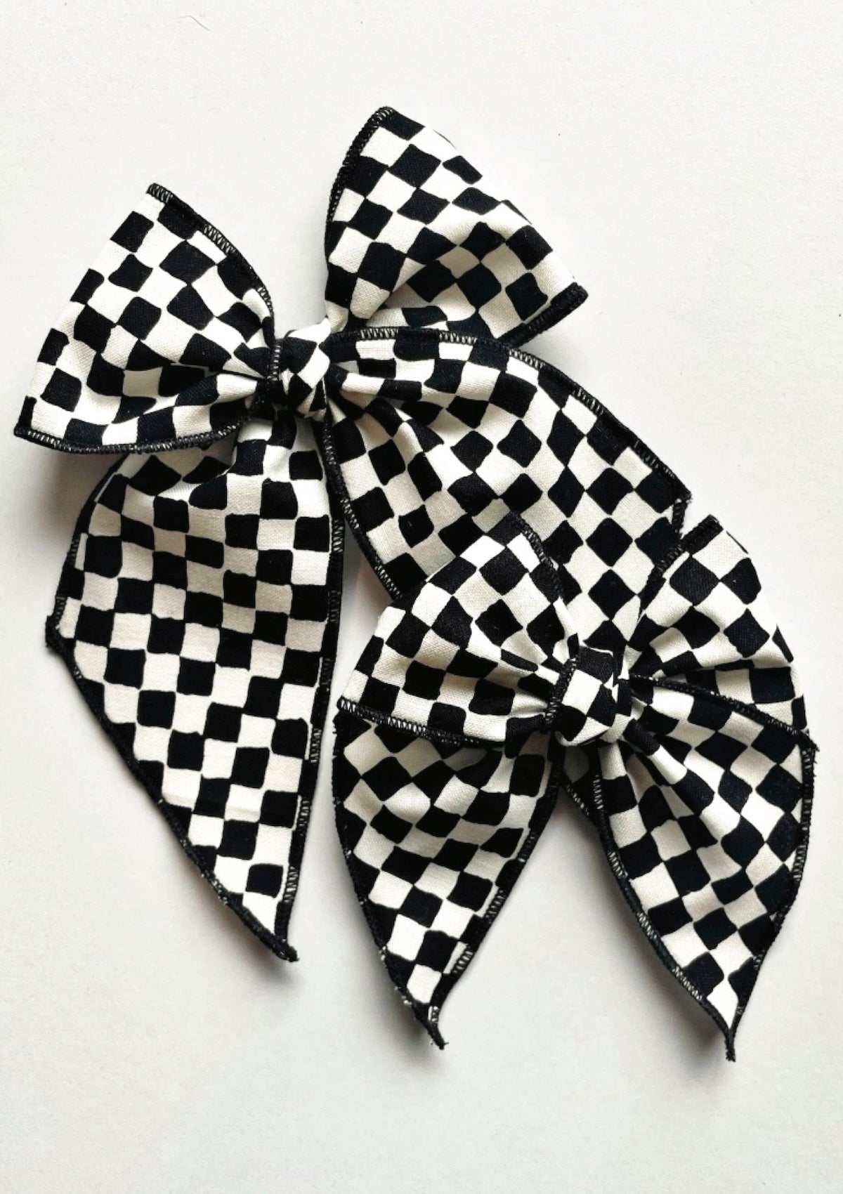 Checkered Hair Bow for Girls - Black & White Gingham Bow - Foxy's Leotards - Foxy’s