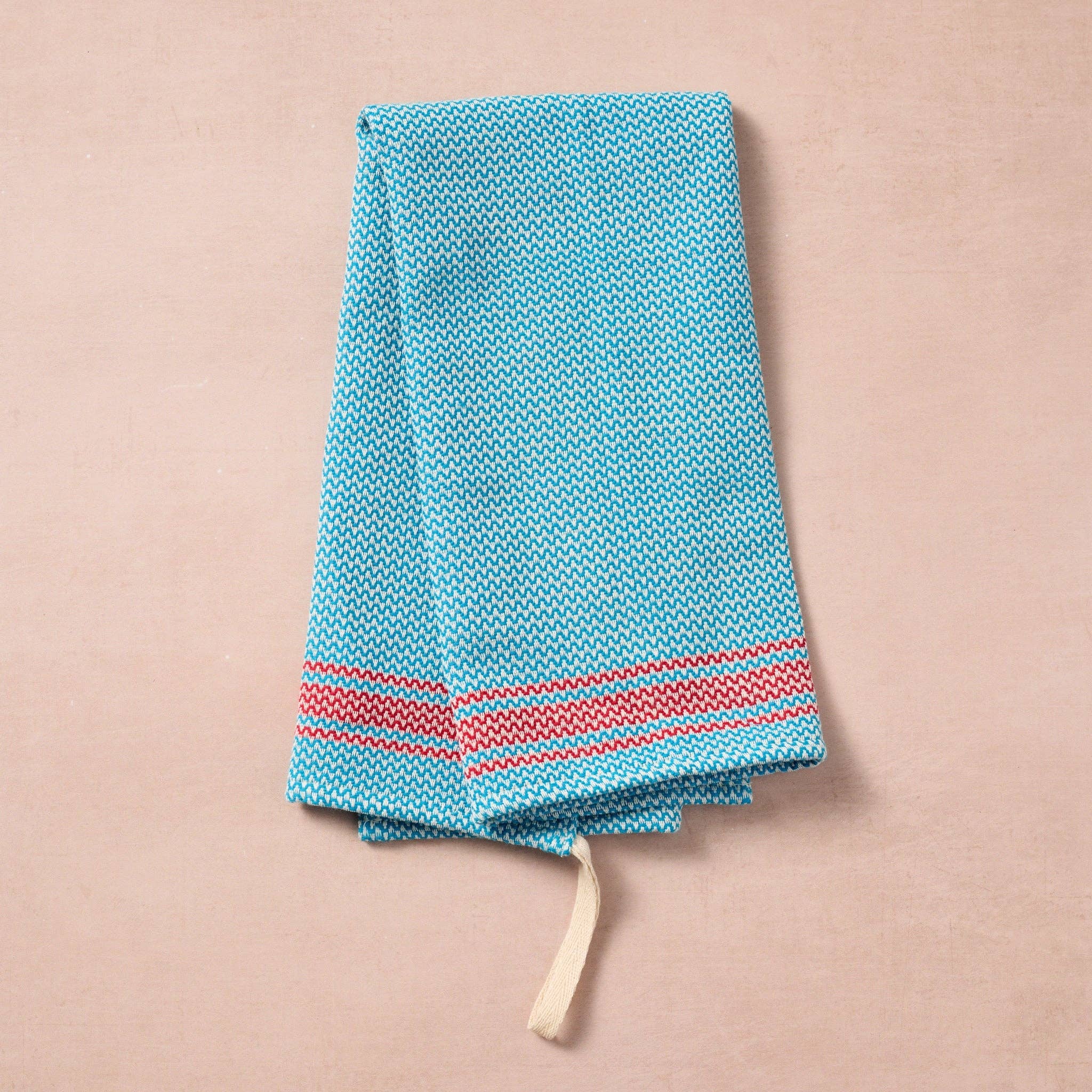 Matbakh Cotton Tea Towel - Aqua with Red - Foxy’s