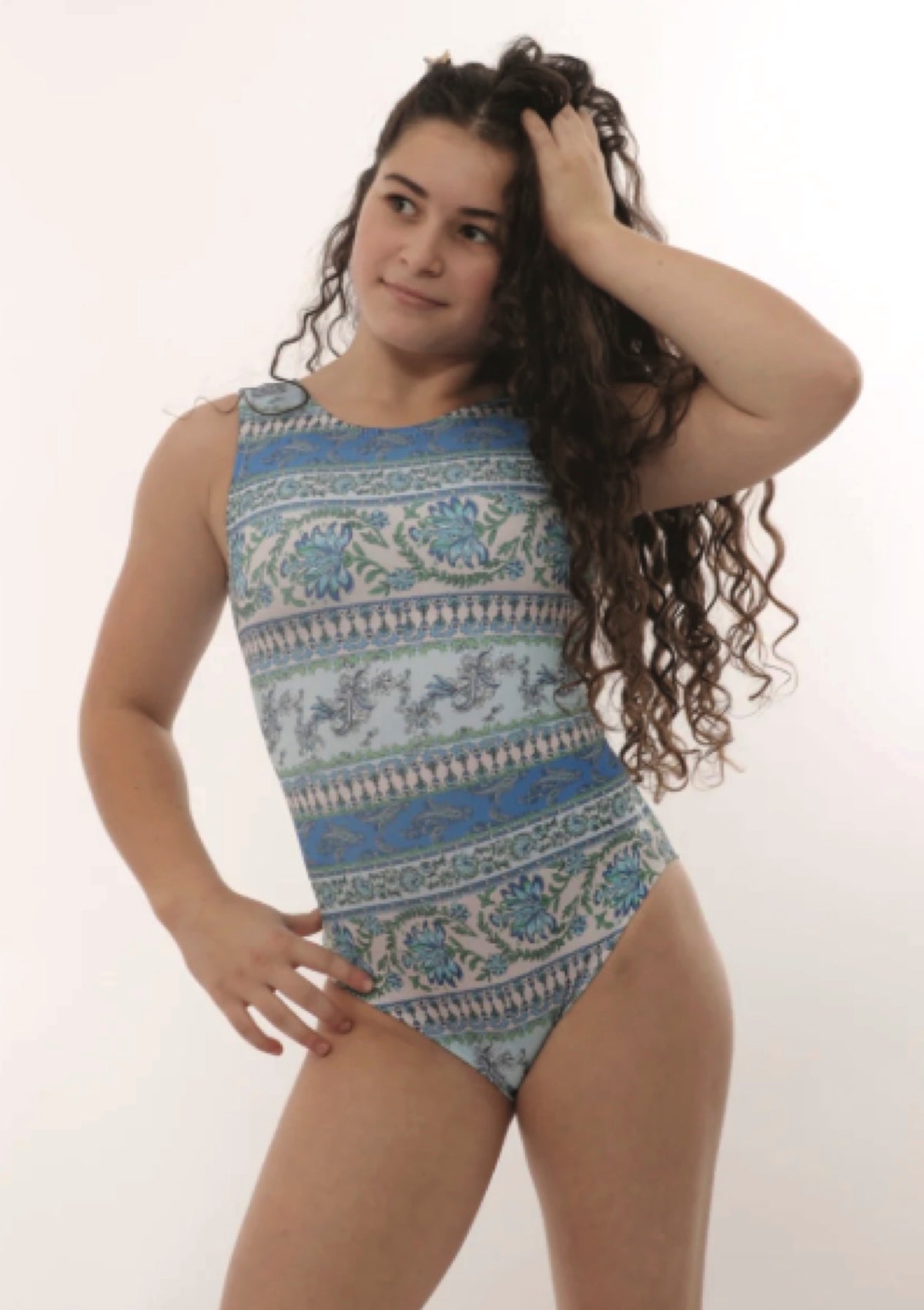 Blue Tapestry Gymnastics Leotard - Comfortable & Stylish Foxy's Leo - Foxy’s