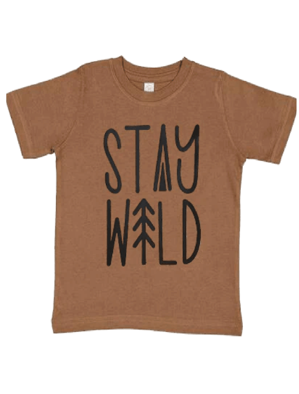 Stay Wild Boys T-Shirt - Nature Graphic Tee (Size Small - 5/6) - Foxy’s