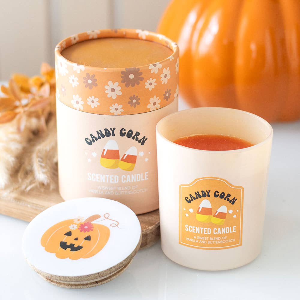 Candy Corn Vanilla and Butterscotch Halloween Candle - Foxy’s