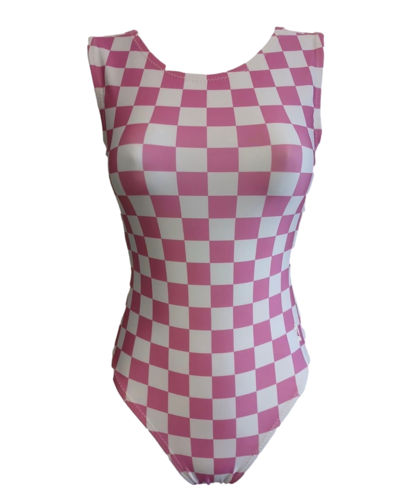 pink and white checkered leotard