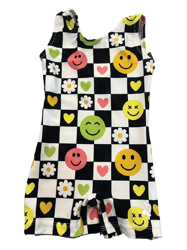 Checkered Smiley Peace Unitard for Children - Foxy’s