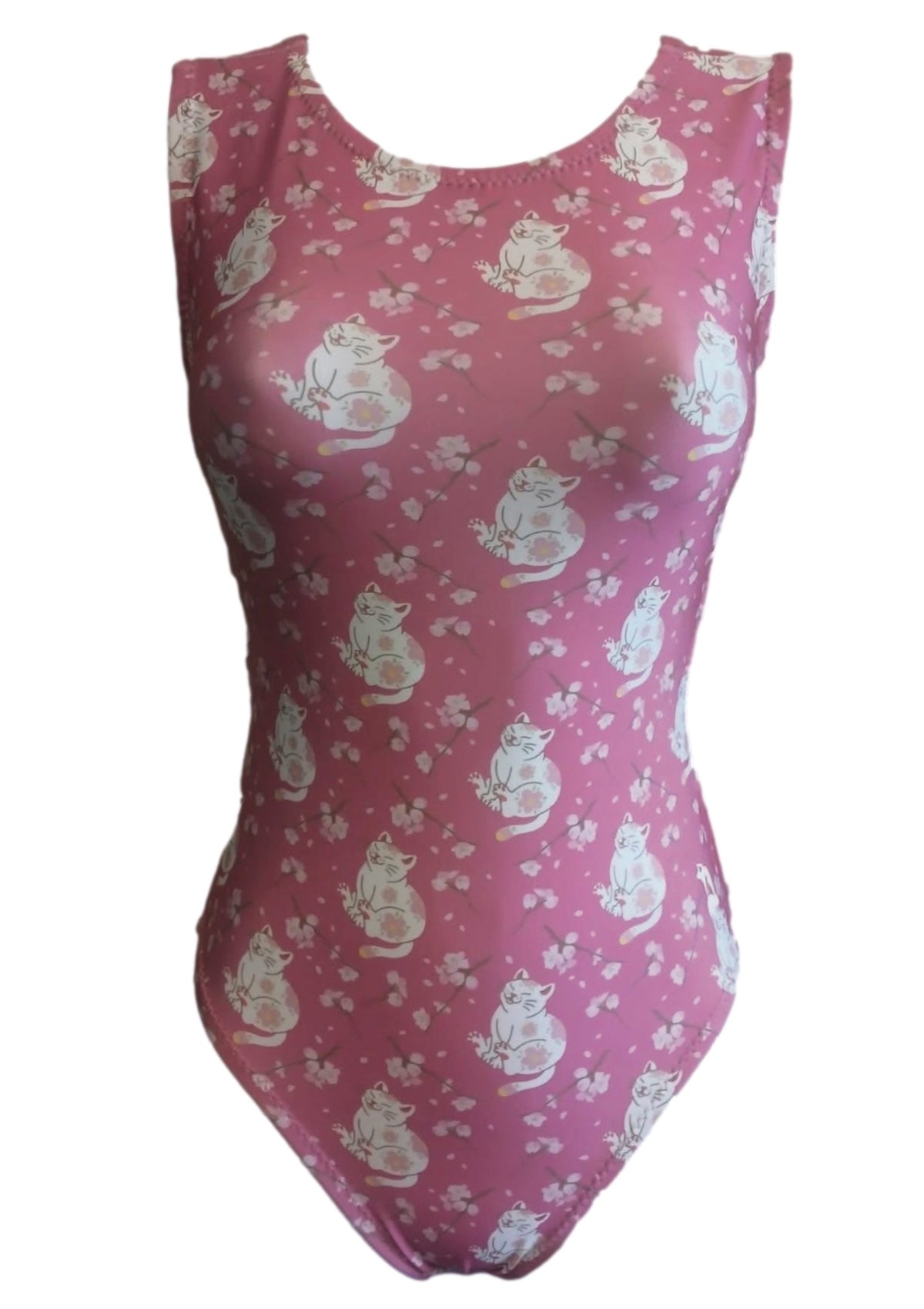 Cherry Blossom Kitty Gymnastics Leotard - Cute & Comfy Foxy's Leo - Foxy’s