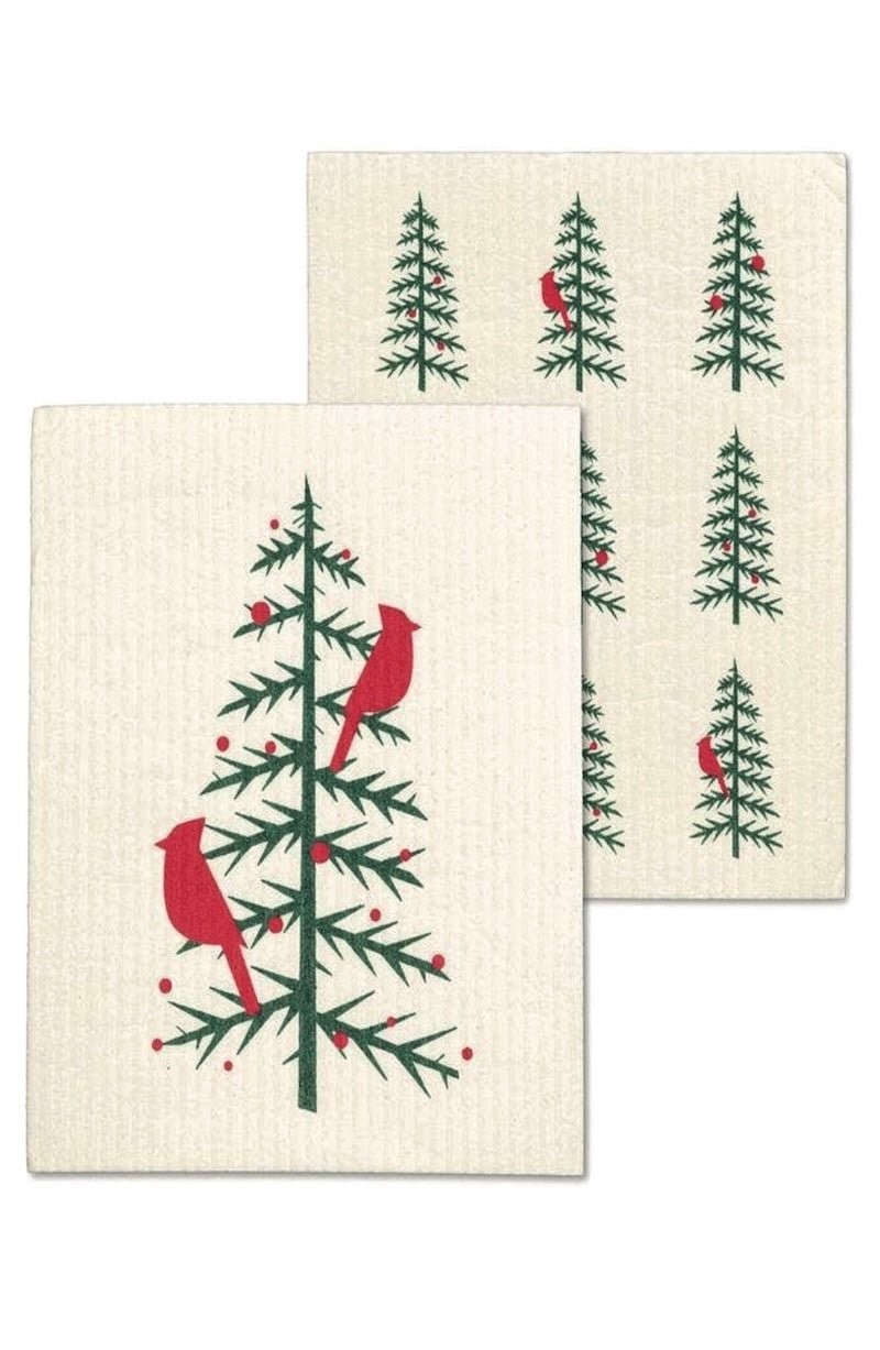 Set of 2 Cardinals in Tree Dishcloths - Foxy’s
